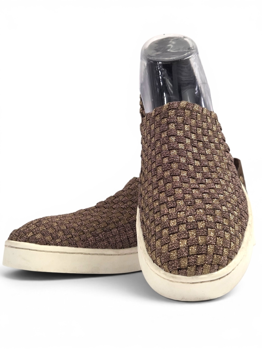 Steve Madden EXX Metallic Bronze Woven Slip-On Sneakers Size 9 EUC